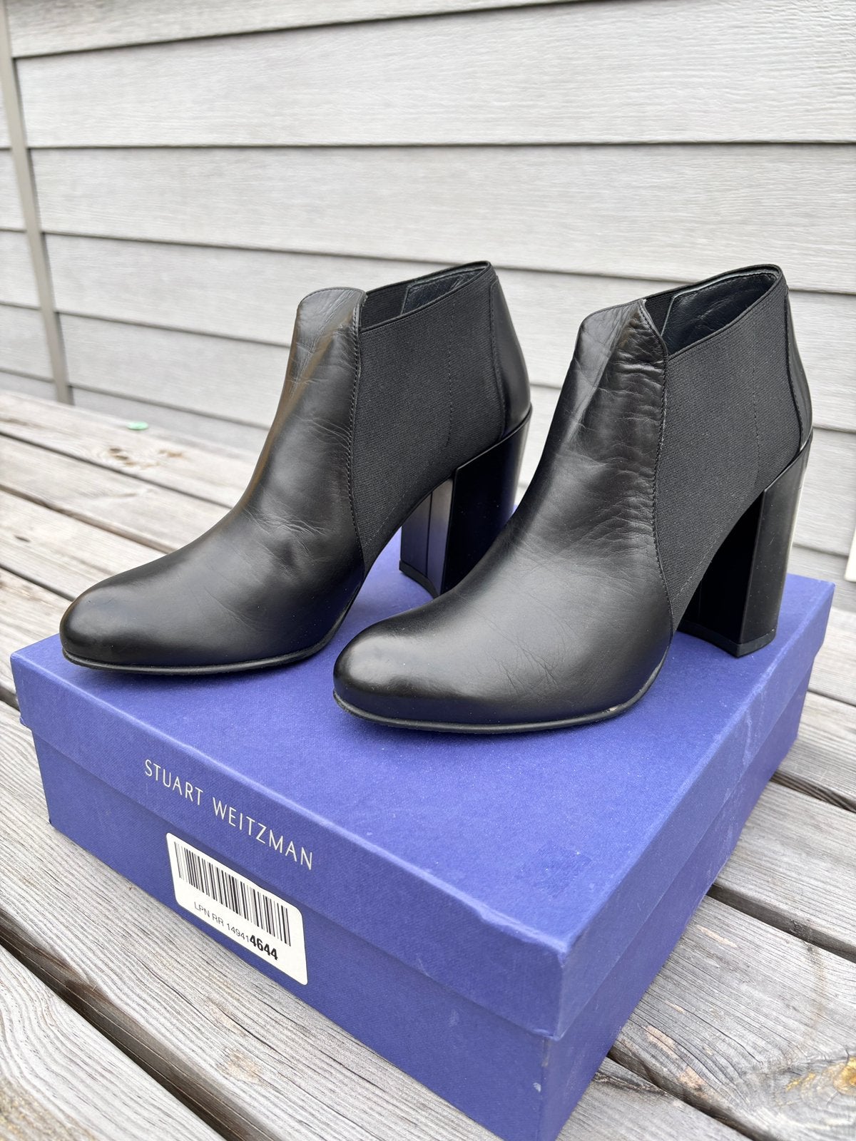 Chelsea booties Stuart Weitzman zwarte leren, Zwart, Ophalen of Verzenden, Zo goed als nieuw, Schoenen met hoge hakken