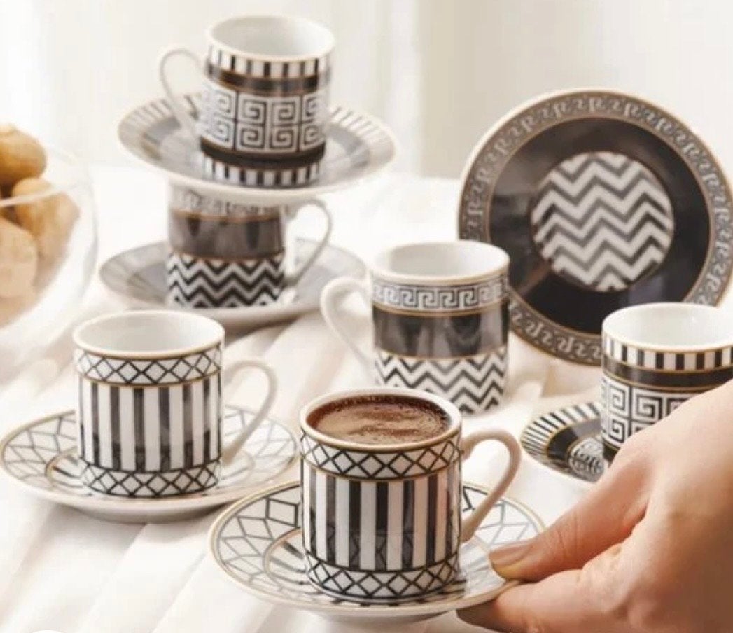 Karaca Porseleinen Koffieset 80ml - 6 Personen - Nieuw, Huis en Inrichting, Overige merken, Nieuw, Ophalen of Verzenden, Kop(pen) en/of Schotel(s)