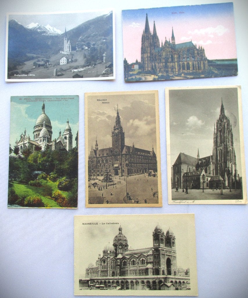 Kerken~Antieke Kaarten vorige eeuw~Sacre Coeur~Dom Keulen, Verzamelen, Ophalen of Verzenden, Voor 1920, Overige thema's