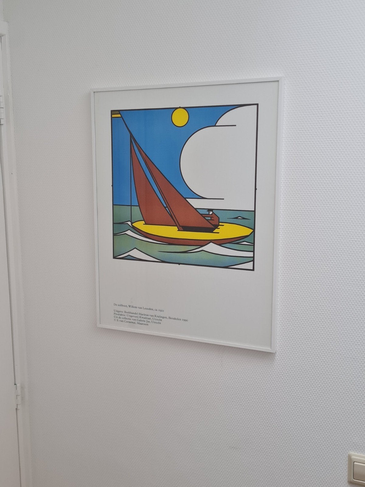 Kleurenlitho "De Zeilboot" Willem van Leusden, 1921 De Stijl, Ophalen