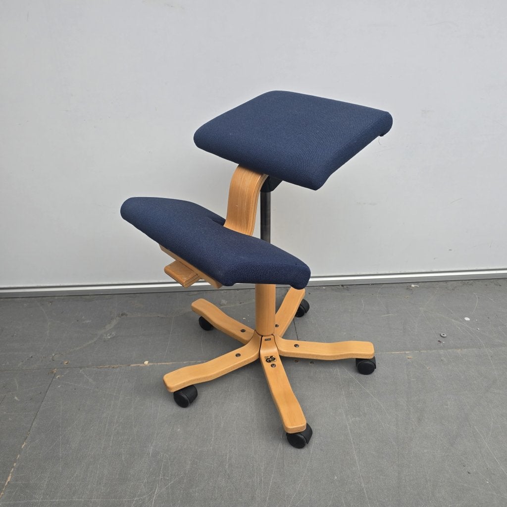Stokke Varier Wing kniestoel - blauwe bekleding - houten fr, Niet ingevuld, Gebruikt, Niet ingevuld, Niet ingevuld