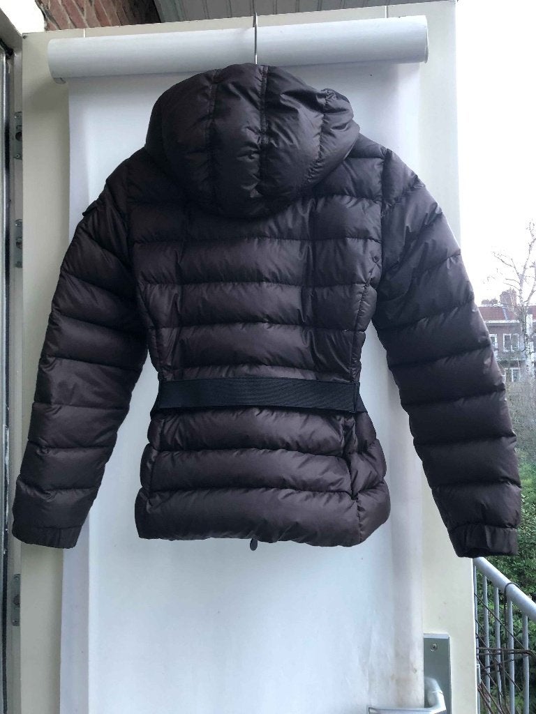 Puntgaaf Moncler wintersport jack dons donkerbruin, Verzenden, Zo goed als nieuw, Maat 38/40 (M), Jack