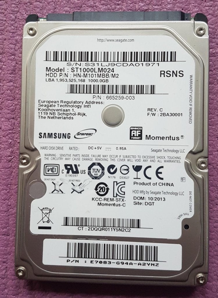 1TB hdd 2.5 inch Samsung, Intern, HDD, 1TB(1000GB), Ophalen of Verzenden