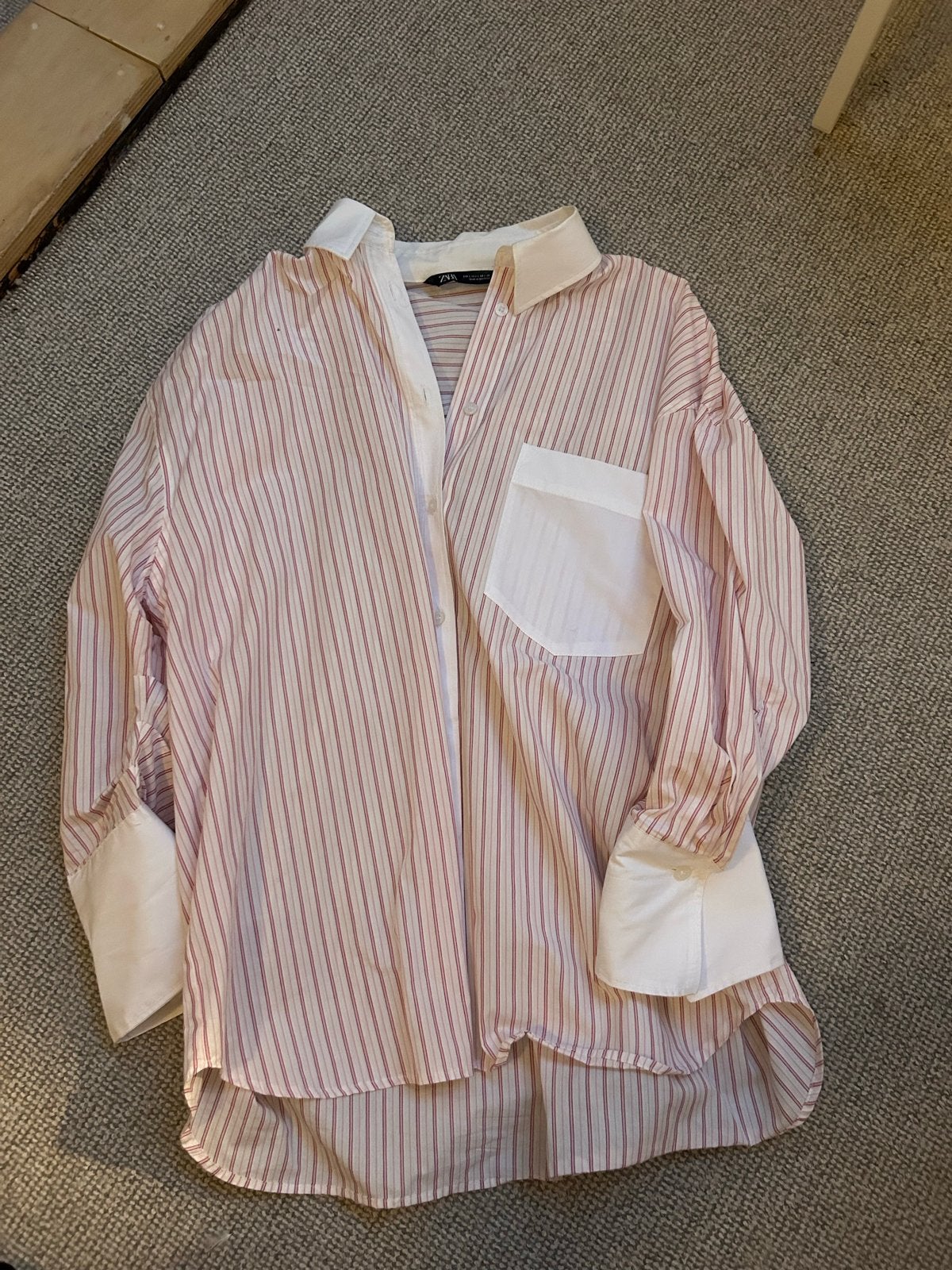 Zara blouse met roze streepjes, maat L, Kleding | Dames, Ophalen of Verzenden, Zo goed als nieuw, Maat 42/44 (L), Roze