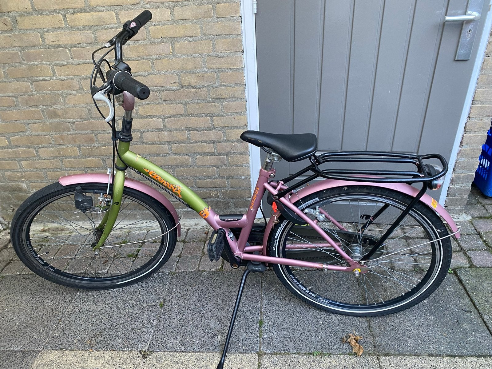 Batavus Gabana kinderfiets 24 inch - Roze/Groen, Ophalen, Velgrem, Handrem, Gebruikt