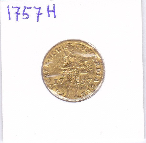 Enkele gouden dukaat 1757 Holland voor 535 euro, Postzegels en Munten, Munten | Nederland, Vóór koninkrijk, Losse munt, Goud, Overige waardes