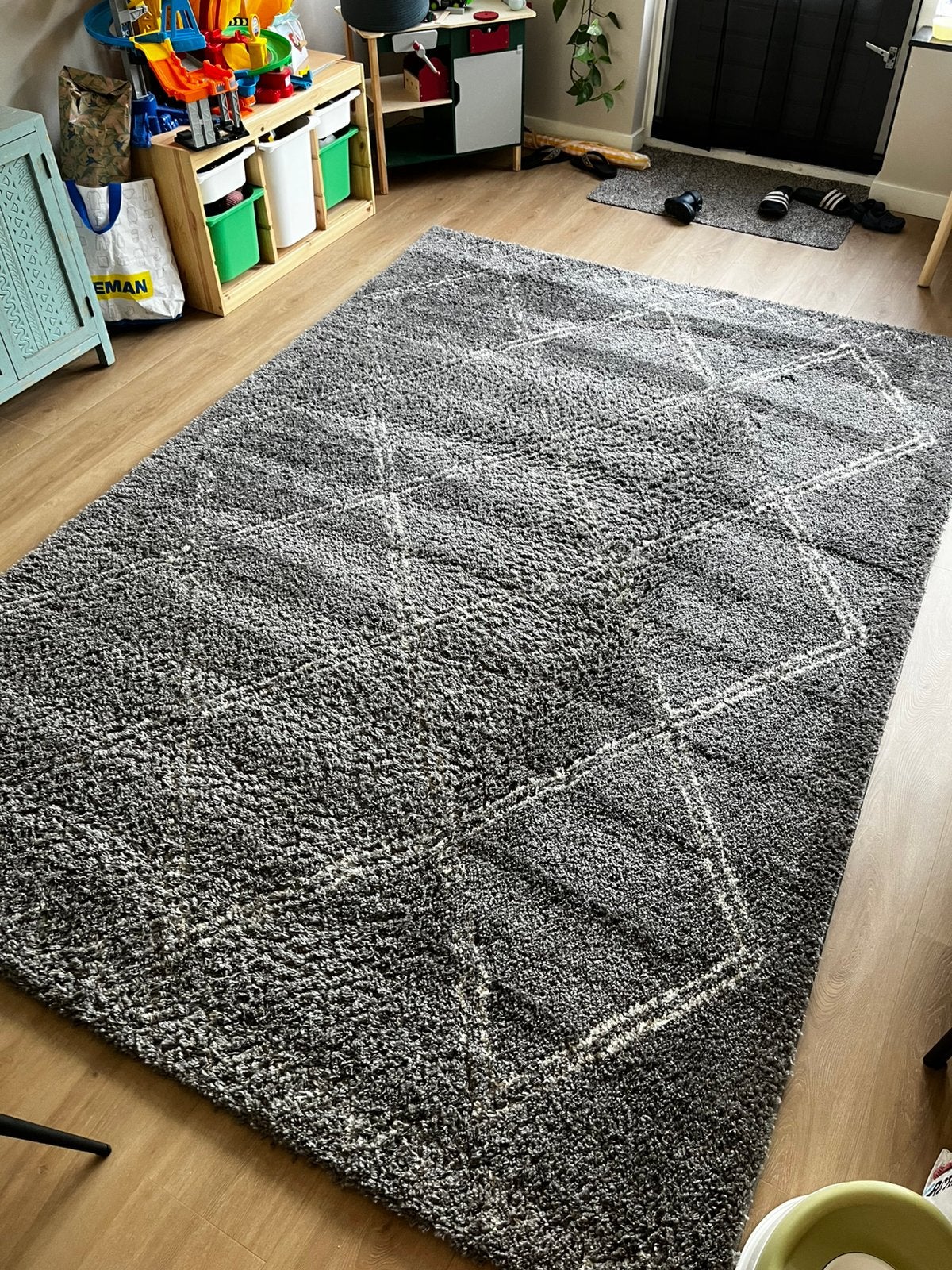 Vloerkleed Varamin ruit grijs 200x290, Huis en Inrichting, Stoffering | Tapijten en Kleden, Ophalen, 200 cm of meer, Zo goed als nieuw