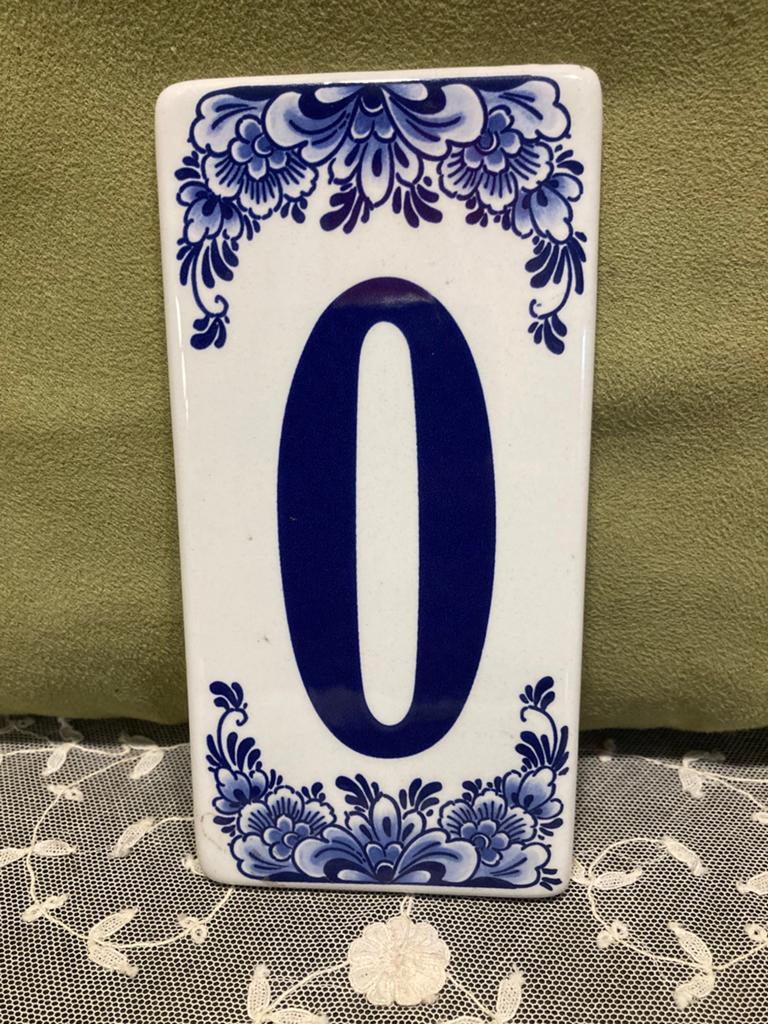 Tegel huisnummer 0 van Heinen Delfts Blauw, Ophalen of Verzenden