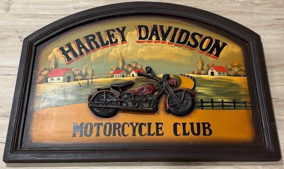 Harley Davidson Motorcycle Club houten 3D wandbord 55x40cmс, Ophalen of Verzenden, Zo goed als nieuw, Motoren