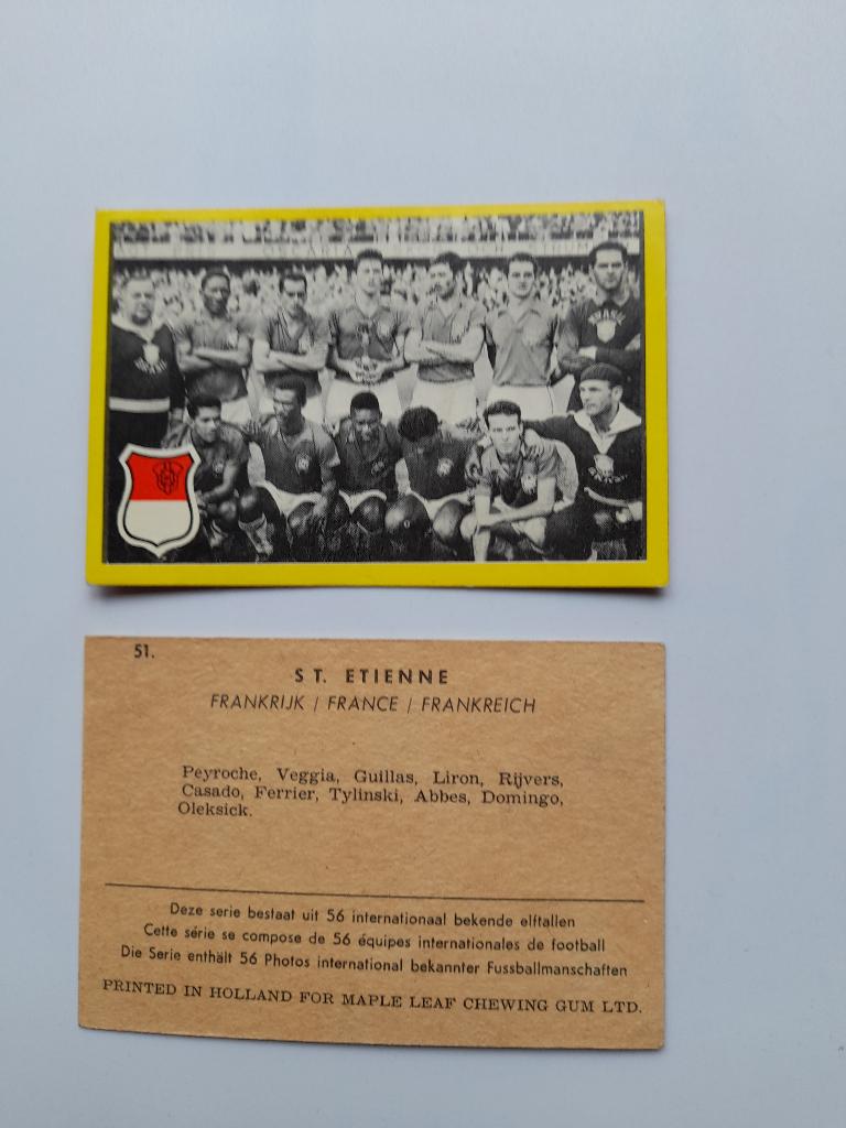 Voetbal:  Plaatjes Maple Leaf Chewing Gum , uit 1959, Ophalen of Verzenden, Zo goed als nieuw, Overige binnenlandse clubs, Poster, Plaatje of Sticker
