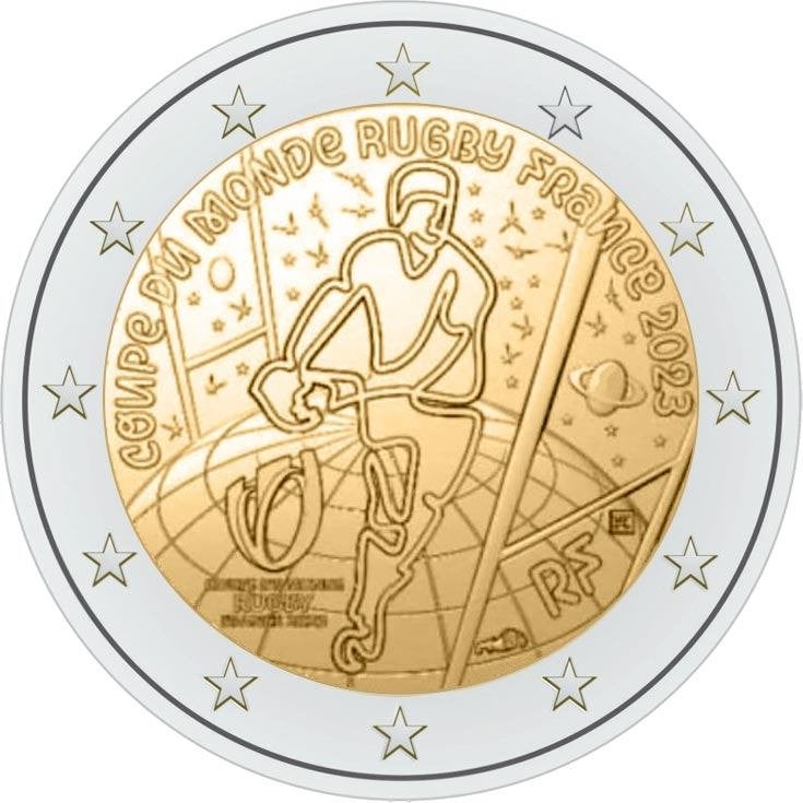2 euro Frankrijk 2023 - WK Rugby 2023 (UNC), Ophalen of Verzenden, Frankrijk, 2 euro, Losse munt
