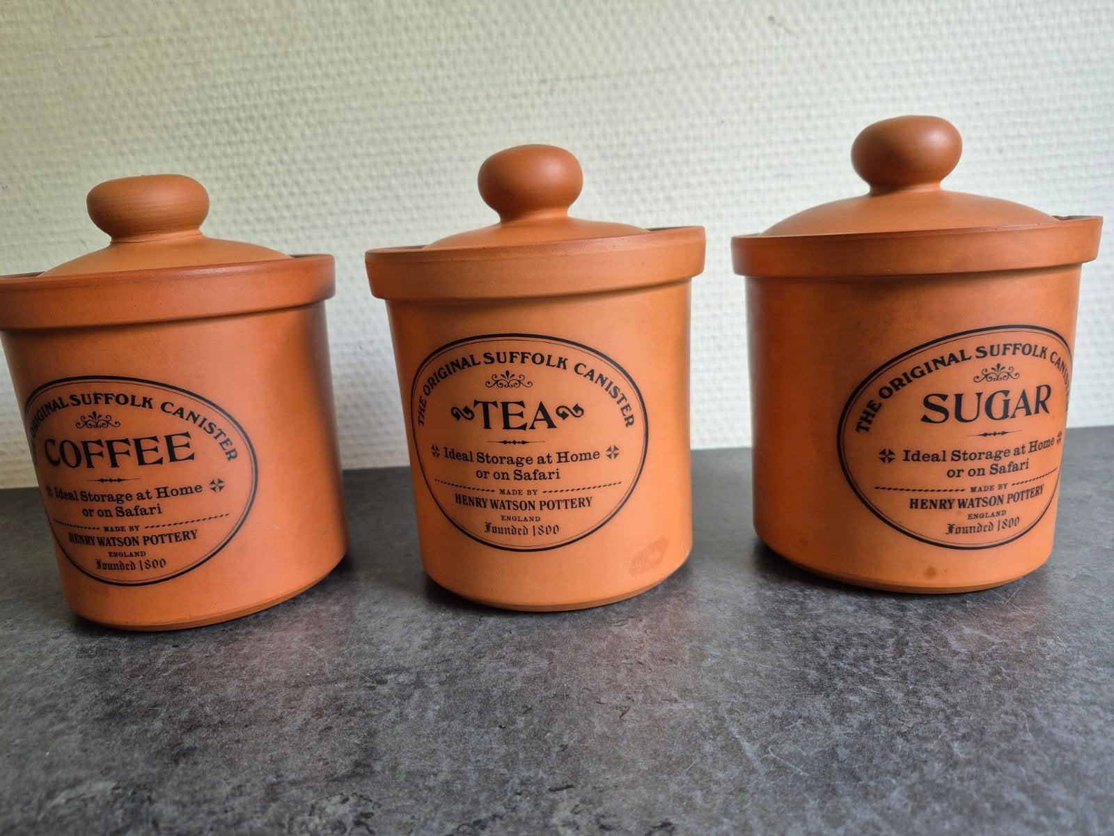 potten koffie thee en suiker Henry Watson pottery, Ophalen