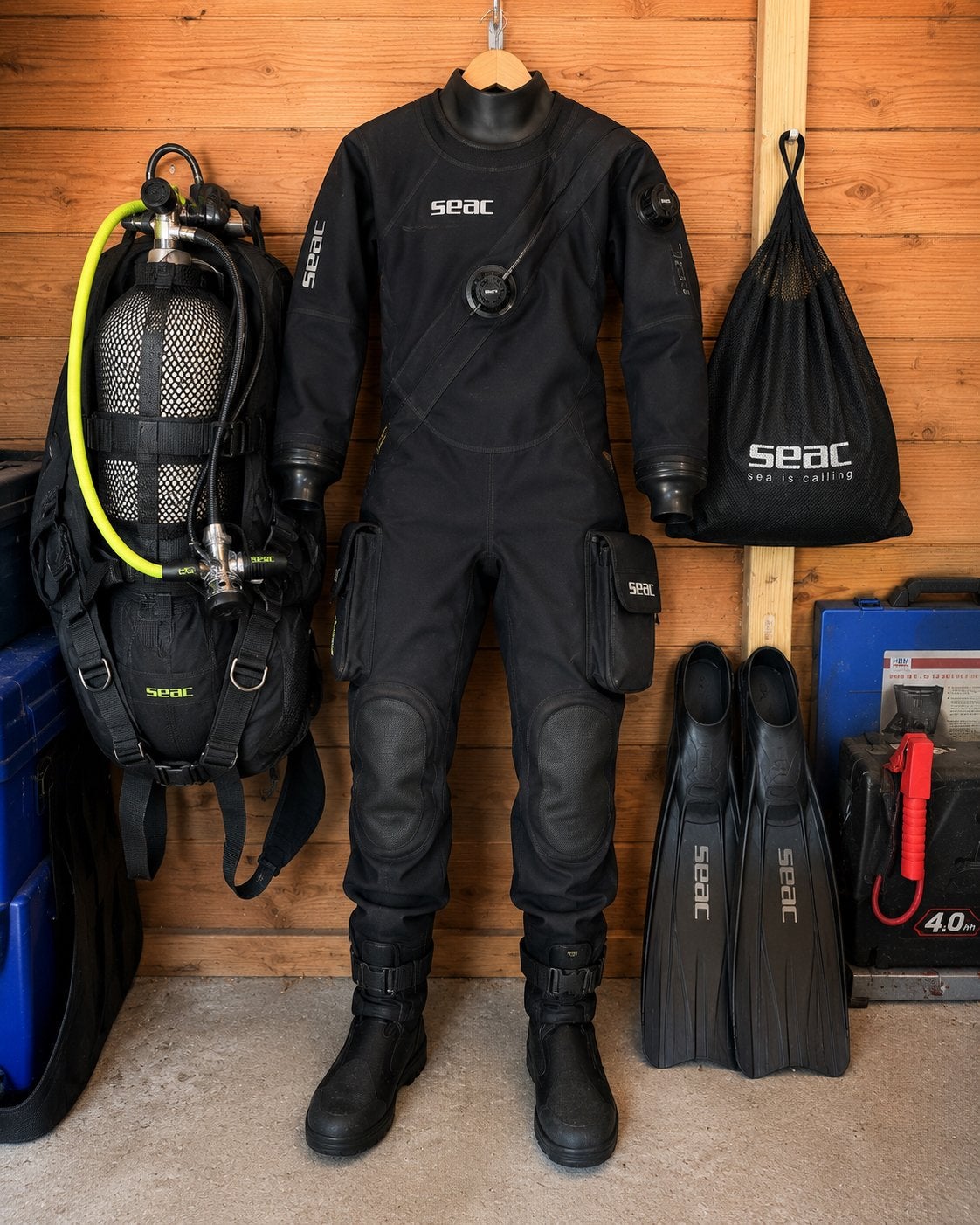 Complete SEAC Duikuitrusting - Droogpak, Fles, Trimvest, Watersport en Boten, Duiken, Ophalen of Verzenden, Zo goed als nieuw