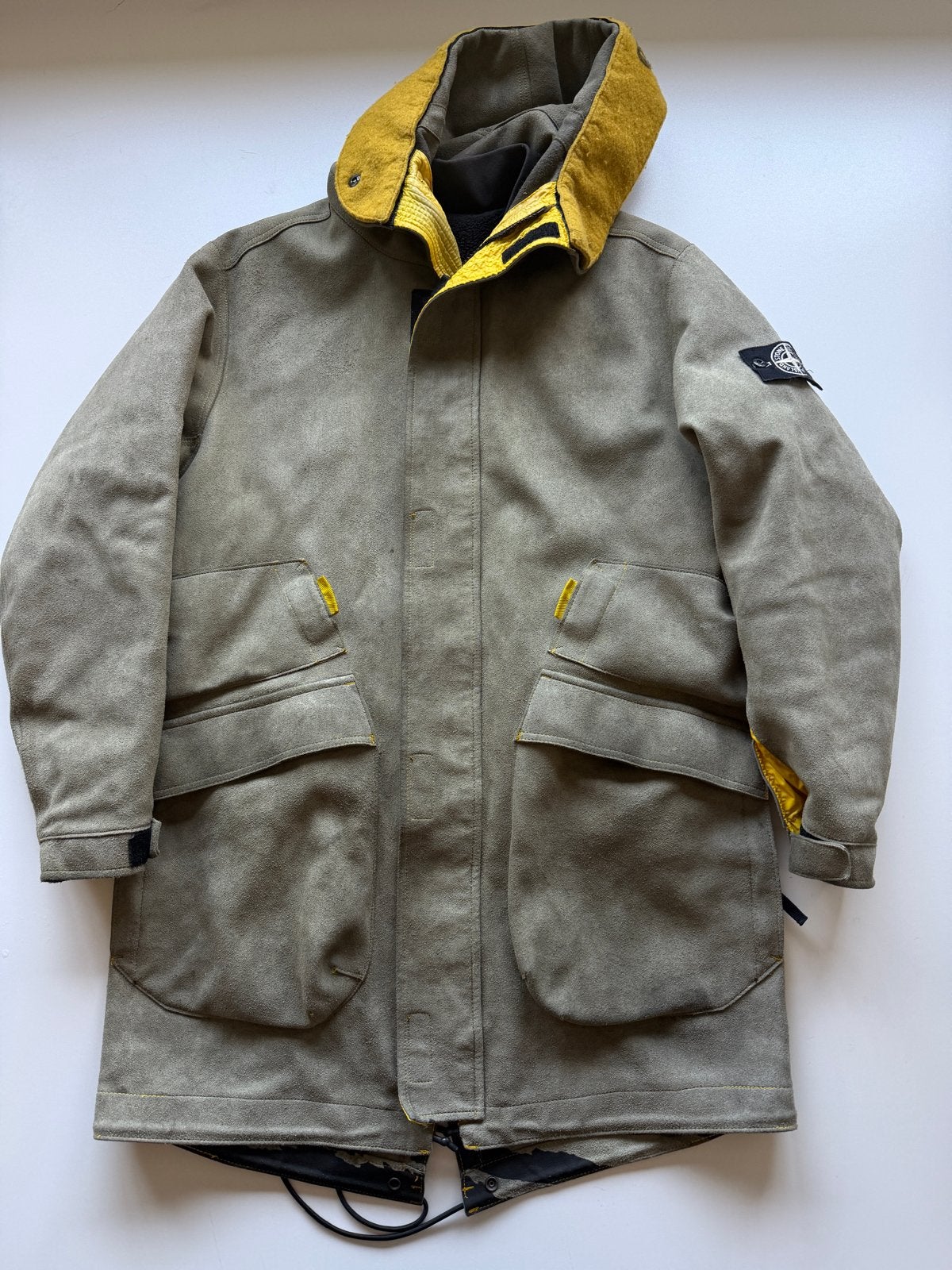 Stone Island Man Made Suede Jas - Maat XL, Ophalen of Verzenden, Gedragen, Maat 56/58 (XL), Grijs