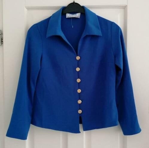 Fink Dresses vintage kobalt blauwe blazer + goud S nr 34912, Kleding | Dames, Blauw, ., Ophalen of Verzenden, Zo goed als nieuw