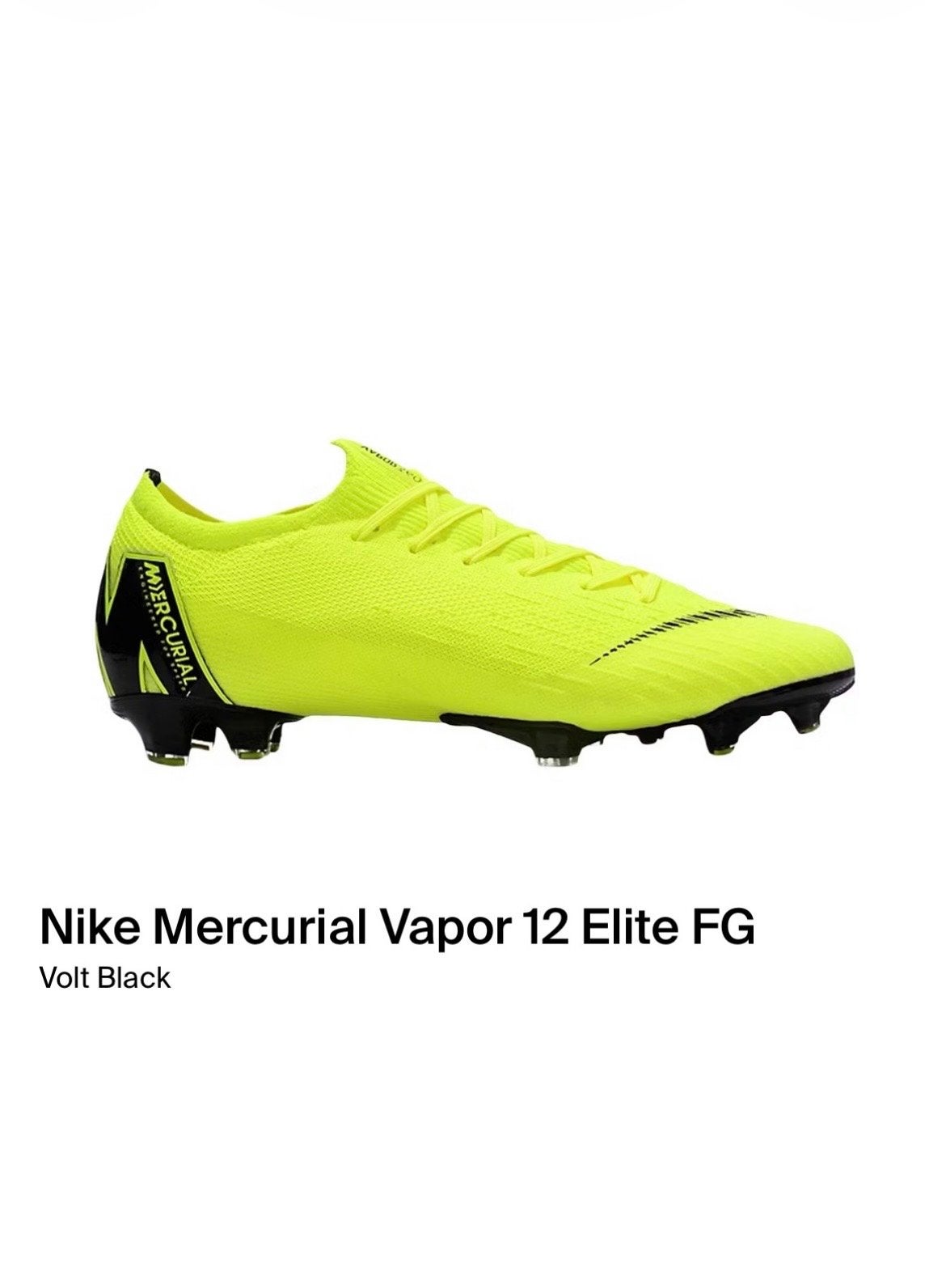 Nike Mercurial Vapor 12 Elite FG Volt Black Voetbalschoenen, Sport en Fitness, Voetbal, Maat XS of kleiner, Schoenen, Ophalen of Verzenden