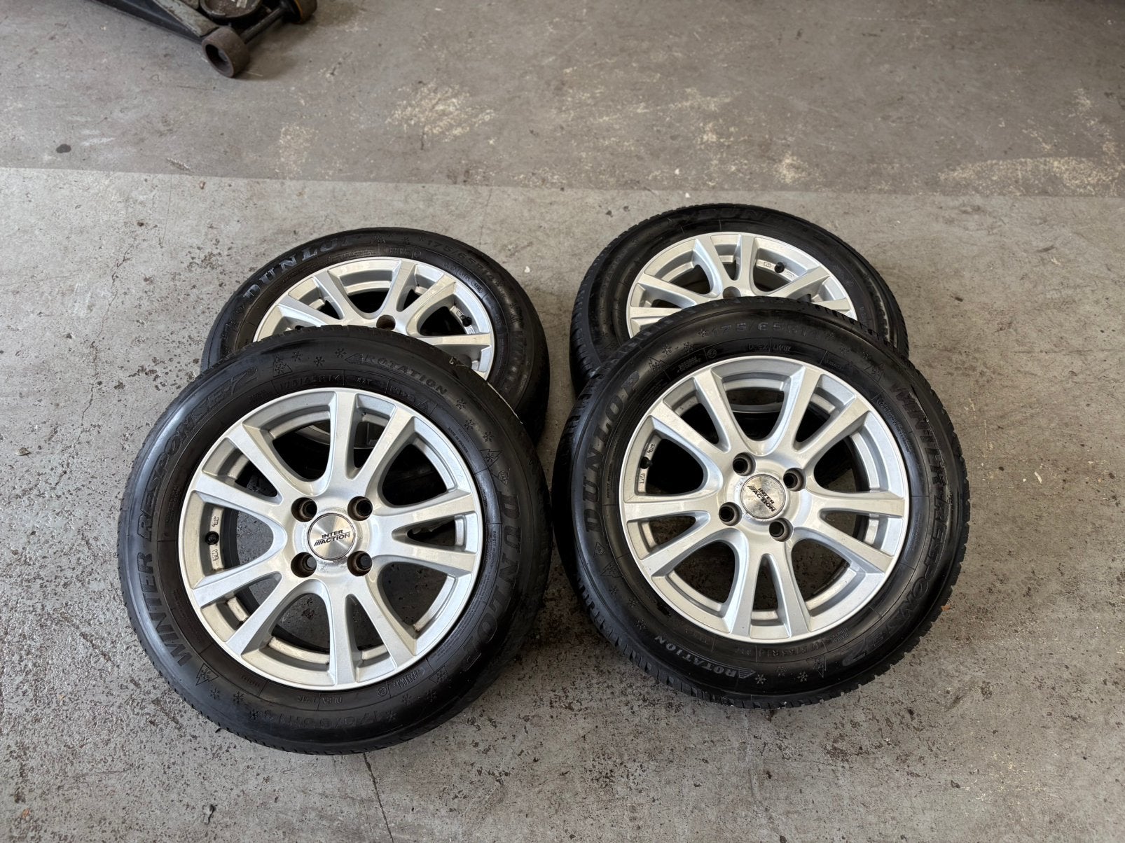 14 inch LM velgen 4x100 ET35 Dunlop winterbanden Opel VW, Auto-onderdelen, 175 mm, Banden en Velgen, Winterbanden, Ophalen