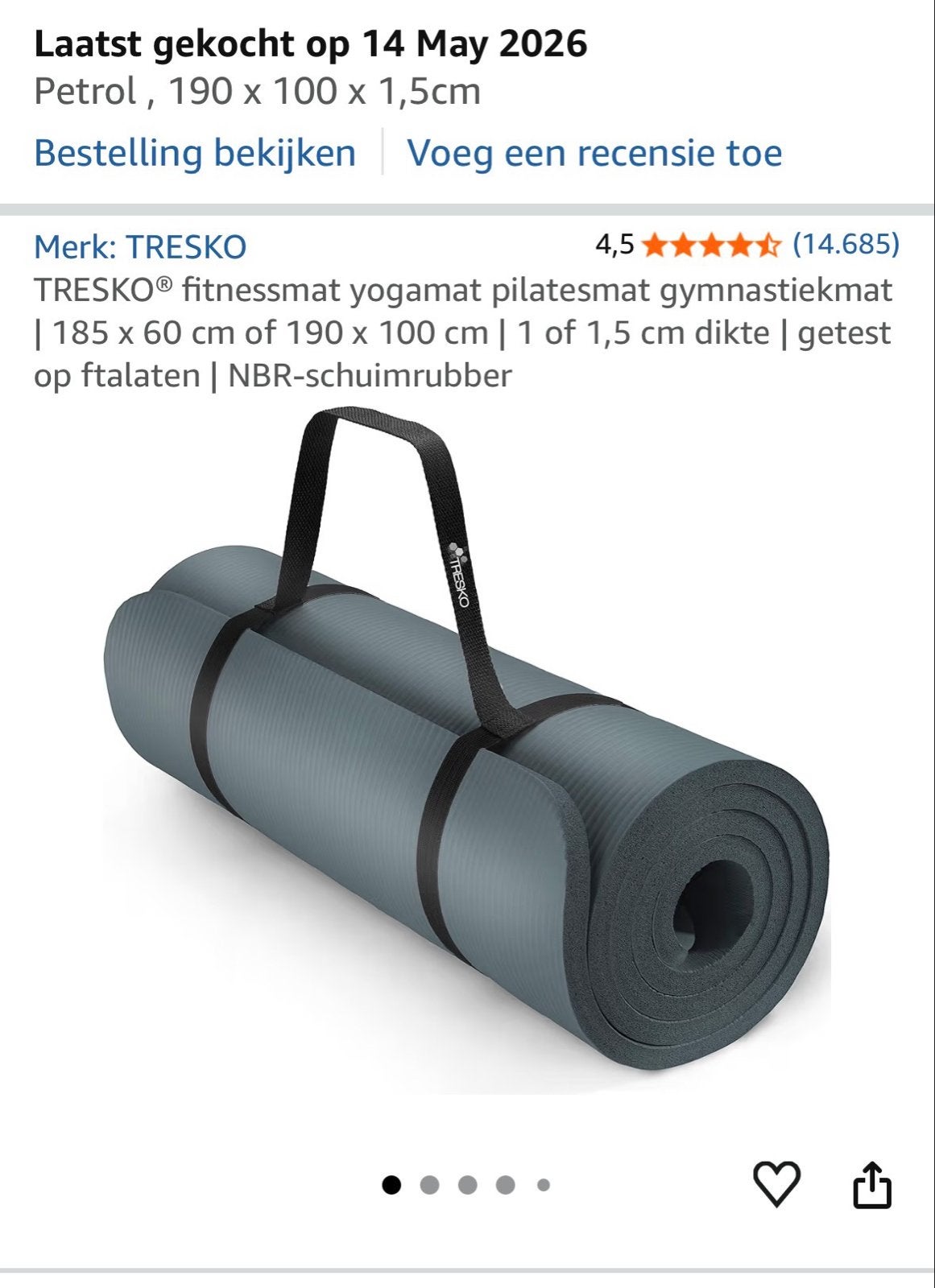 Yogamat  190x100x1,5, Ophalen, Nieuw, Fitnessmat