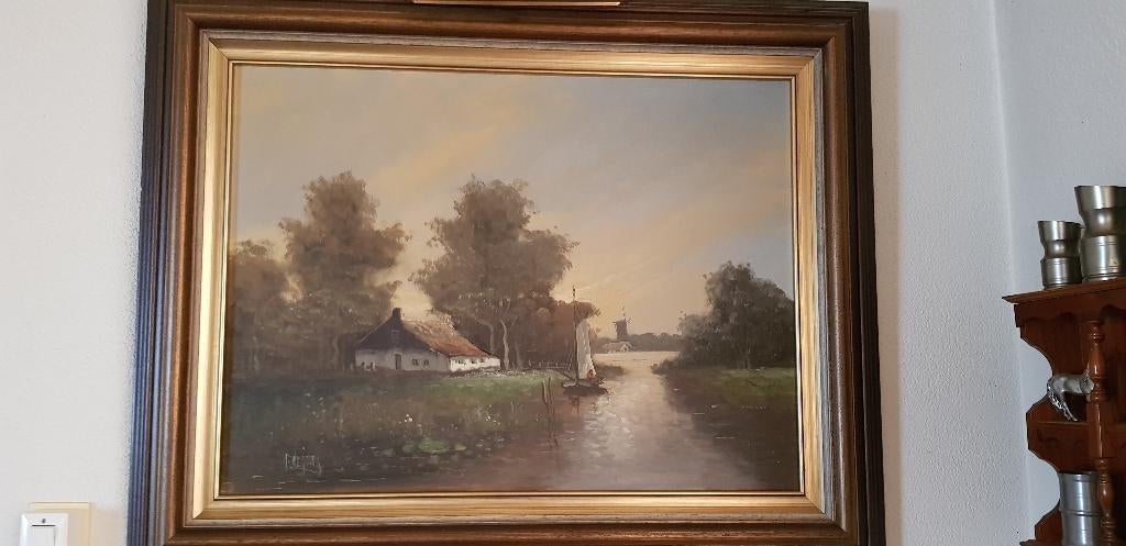 Schilderij van boerderij, Antiek en Kunst, Kunst | Schilderijen | Klassiek, Ophalen