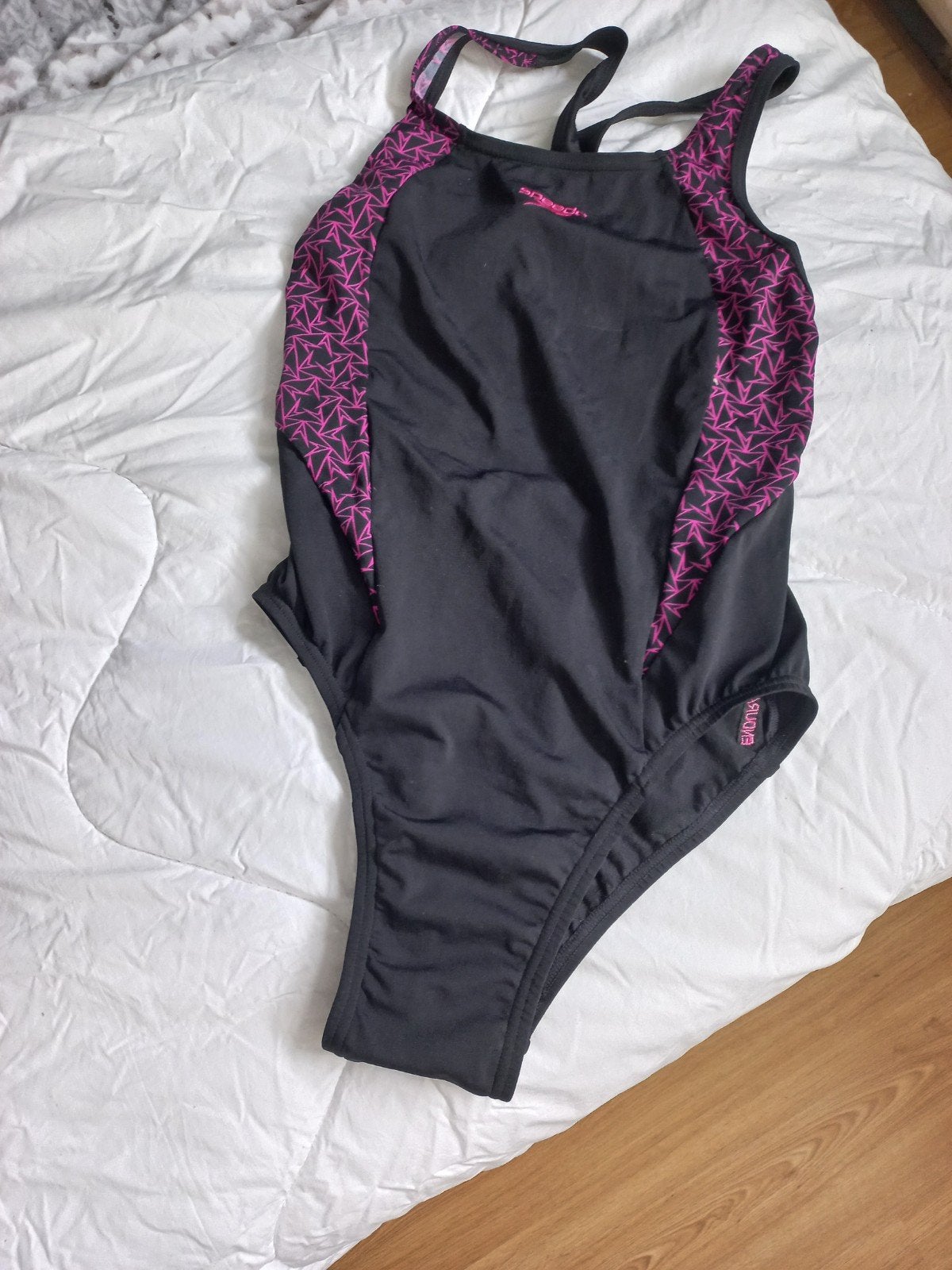 Speedo Badpak Zwart met Roze Details, Zwart, Badpak, Zo goed als nieuw, Speedo