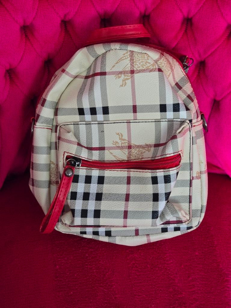 Burberry Haymarket Check dames tasje/mini rugzak, Ophalen of Verzenden, Gebruikt, Beige, Overige merken
