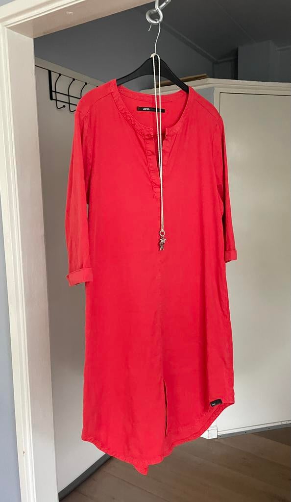 Penn&Ink linnen jurk, mt 40, Maat 38/40 (M), Ophalen of Verzenden, Gedragen, Rood
