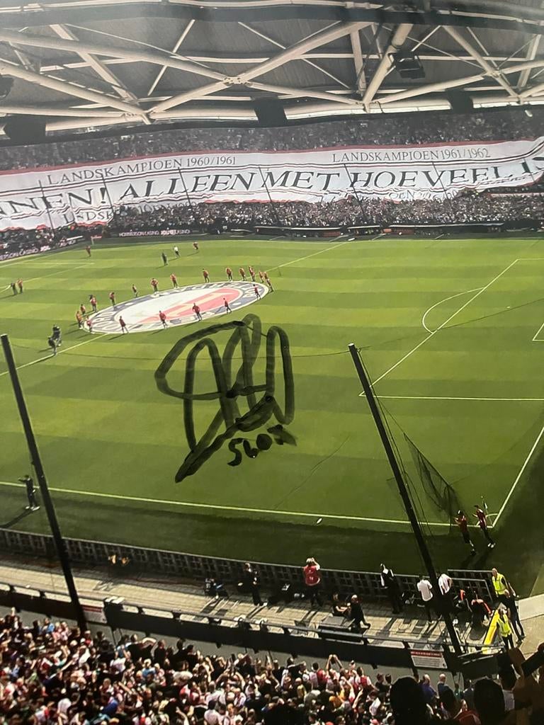 De Kuip poster met handtekening van Arne Slot, Rechthoekig Liggend, Ophalen of Verzenden, Zo goed als nieuw, Sport