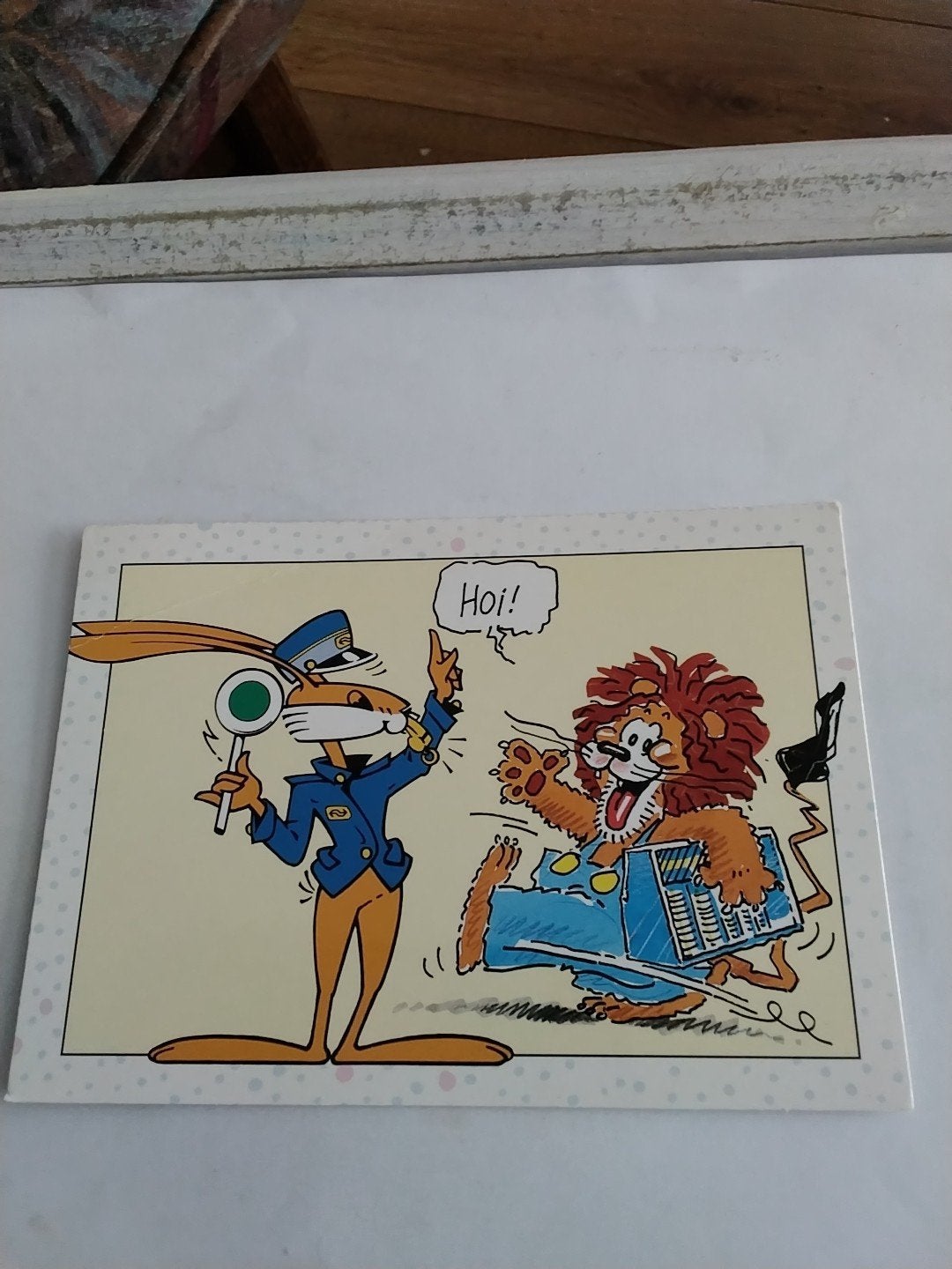 Vintage Postbank Railrunner ansichtkaart - Hoi!, Ophalen of Verzenden