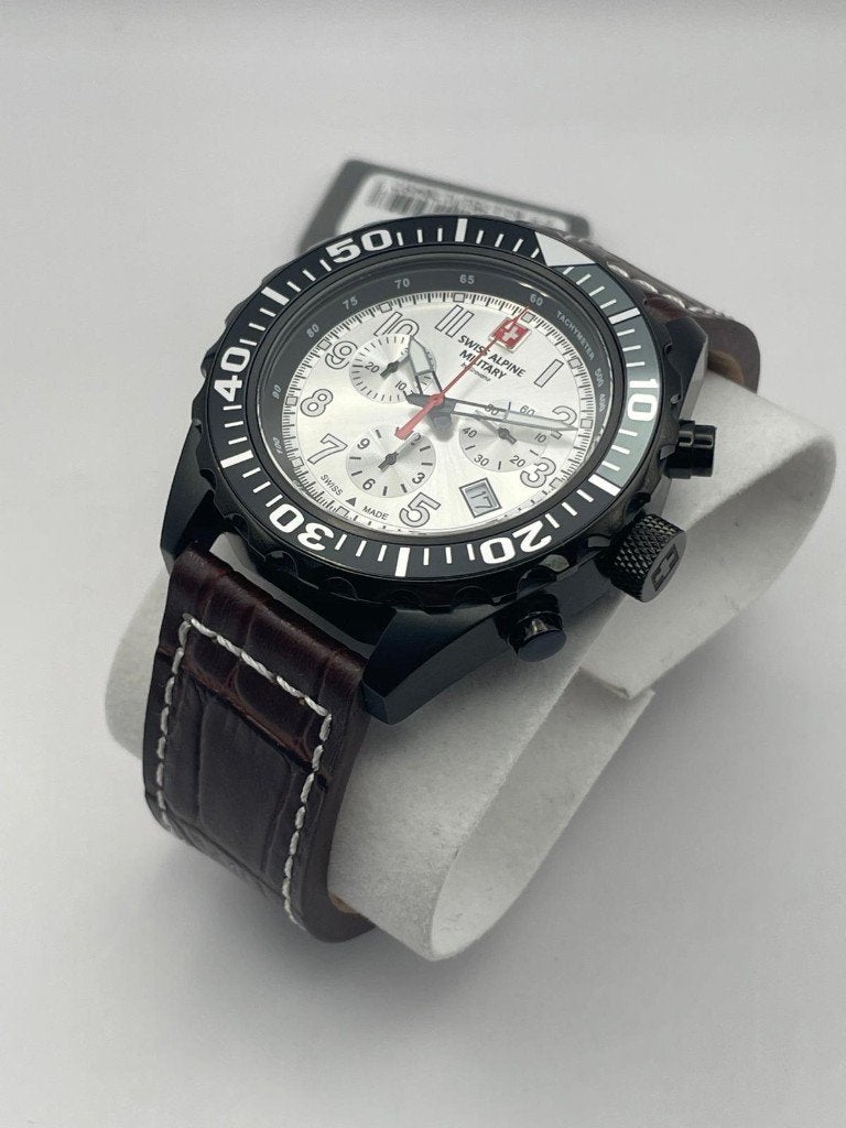 Swiss Alpine Military 7076.9572SAM Chronograaf - Ongebruikt, Overige merken, Leer, Staal, Verzenden