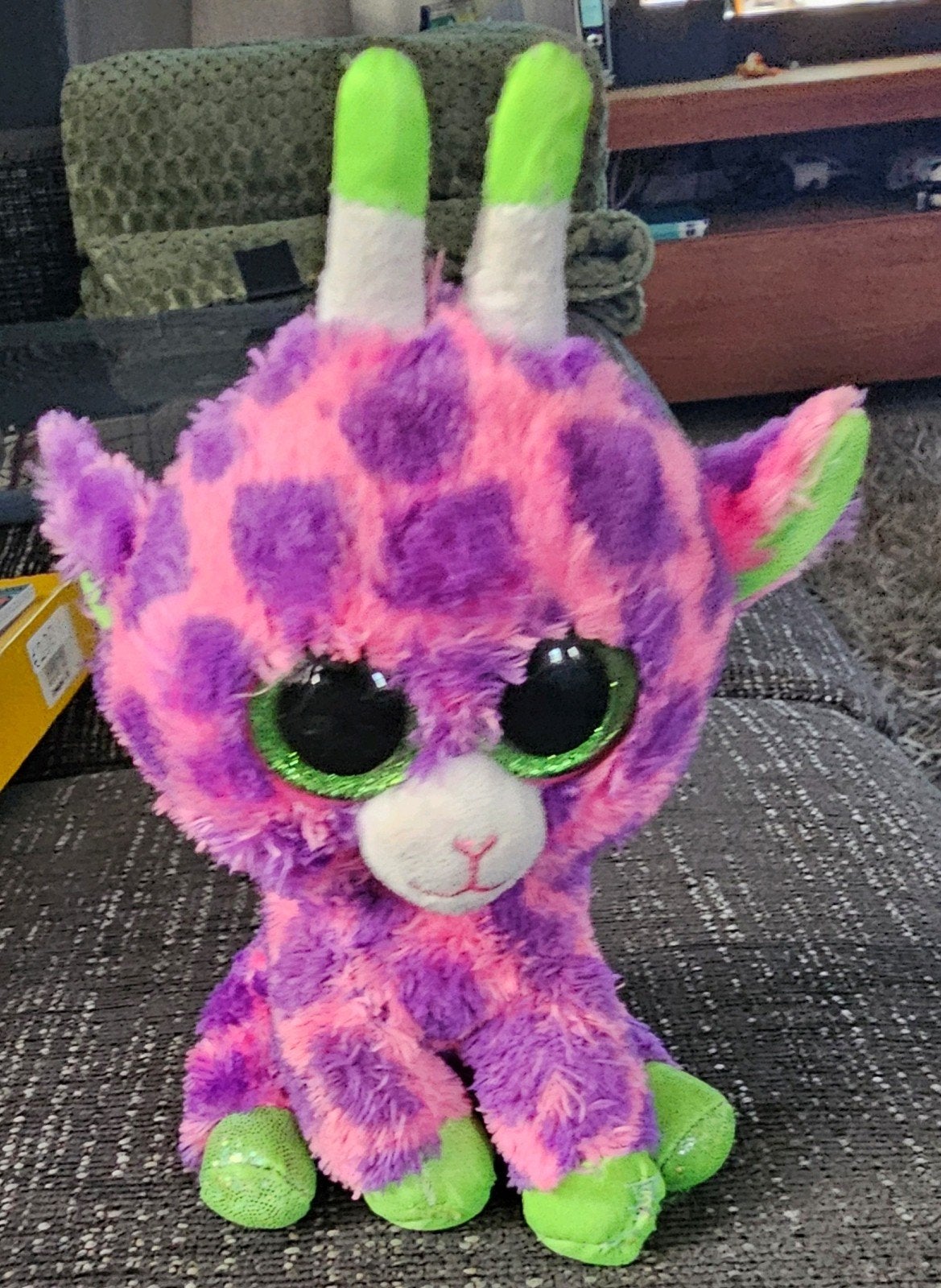 Ty Beanie Boo Giraf Roze/Paars/Groen, Kinderen en Baby's, Giraf, Ophalen of Verzenden, Zo goed als nieuw, Roze