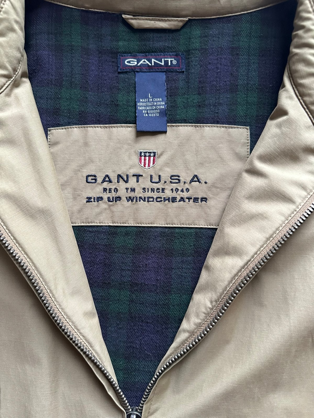 GANT USA Zip Up Windcheater Jas Maat L Beige, Ophalen of Verzenden, Zo goed als nieuw, Maat 52/54 (L), Beige