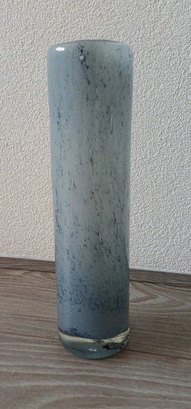 Grijze zware glazen cilinder vaas van PTMD, 25 cm hoog, Ophalen, 25 cm, Grijs, Glas