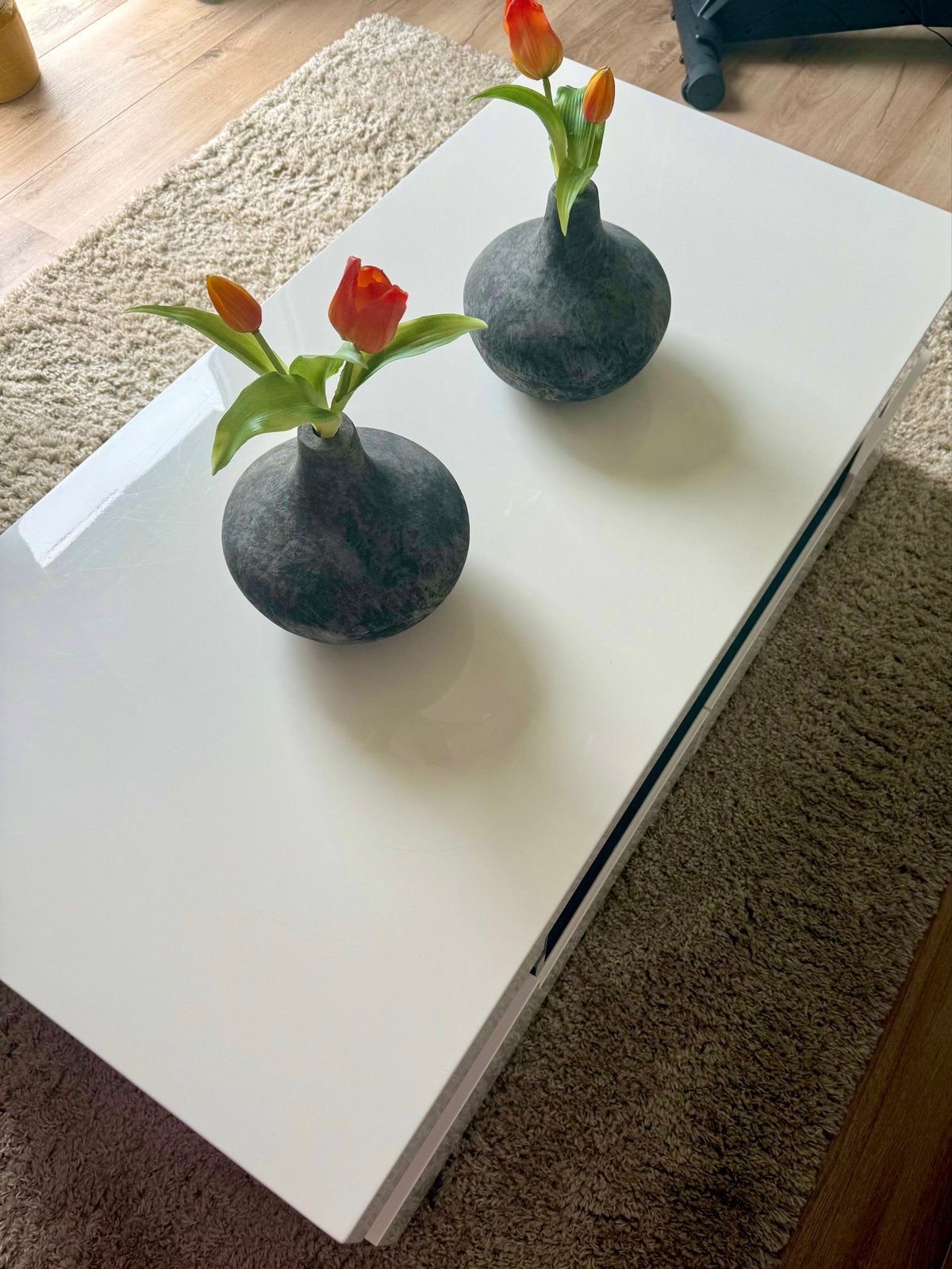 Witte salontafel met 2 laden - 120x60x40cm, Ophalen, Overige materialen, Gebruikt, 50 tot 100 cm