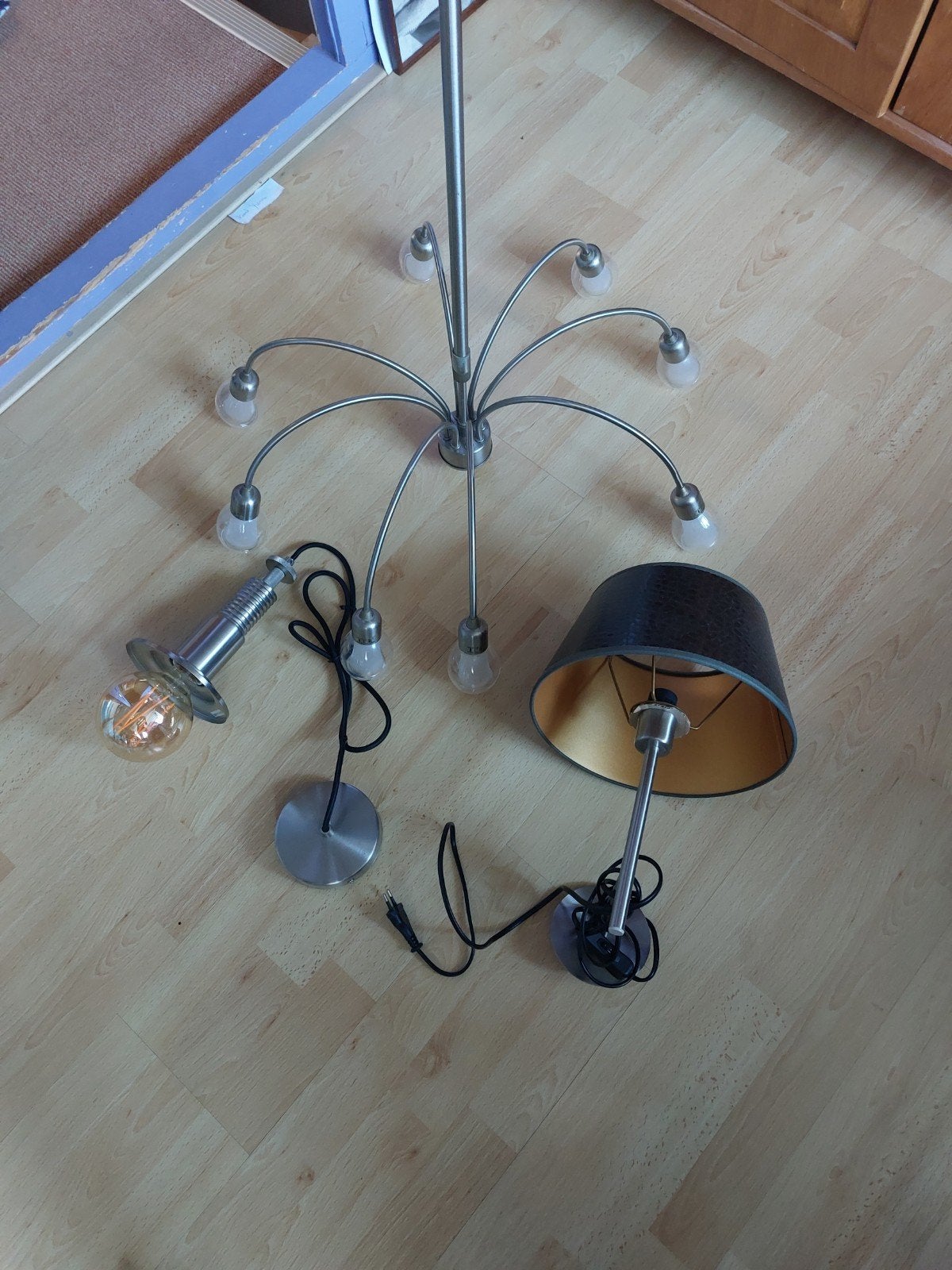 Diverse lampen: staande, hang- en tafellampen, Overige merken, Gebruikt, E27 (groot), Zilver