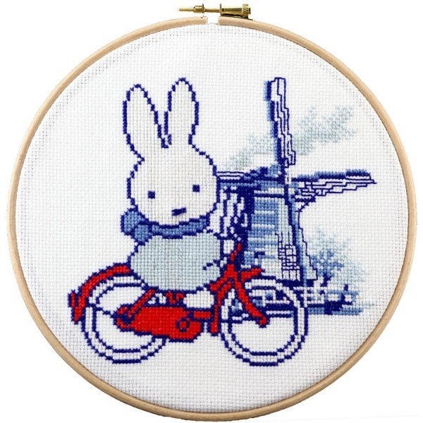 Borduurpakket Nijntje op de fiets bij de molen 276040, Geen, Geen, Nieuw, Ophalen of Verzenden