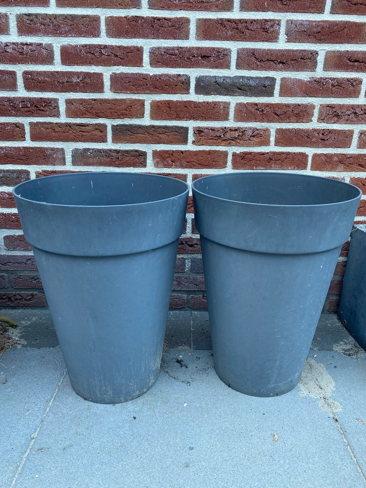 Set van 2 Elho antraciet plantenpotten, H46cm D34cm, Ophalen, Kunststof, Gebruikt, Rond