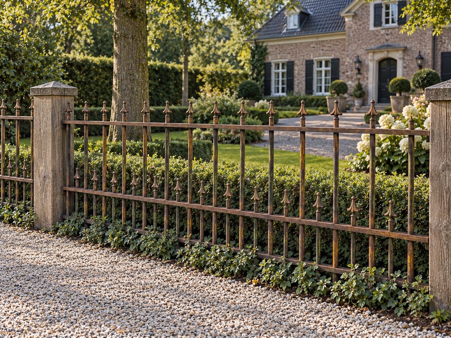 Landelijk ijzeren hekwerk 72 meter van 36 delen