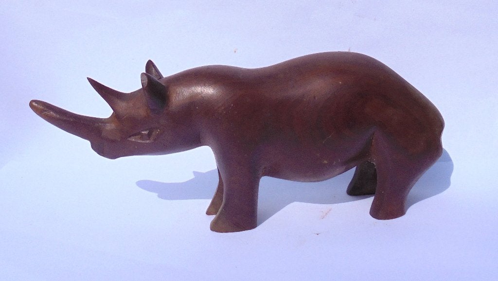 Oud houtgesneden dier: een Neushoorn, zware houtsoort., Antiek en Kunst, Houtsnijwerk, Minder dan 20 cm, Art deco, Ophalen of Verzenden