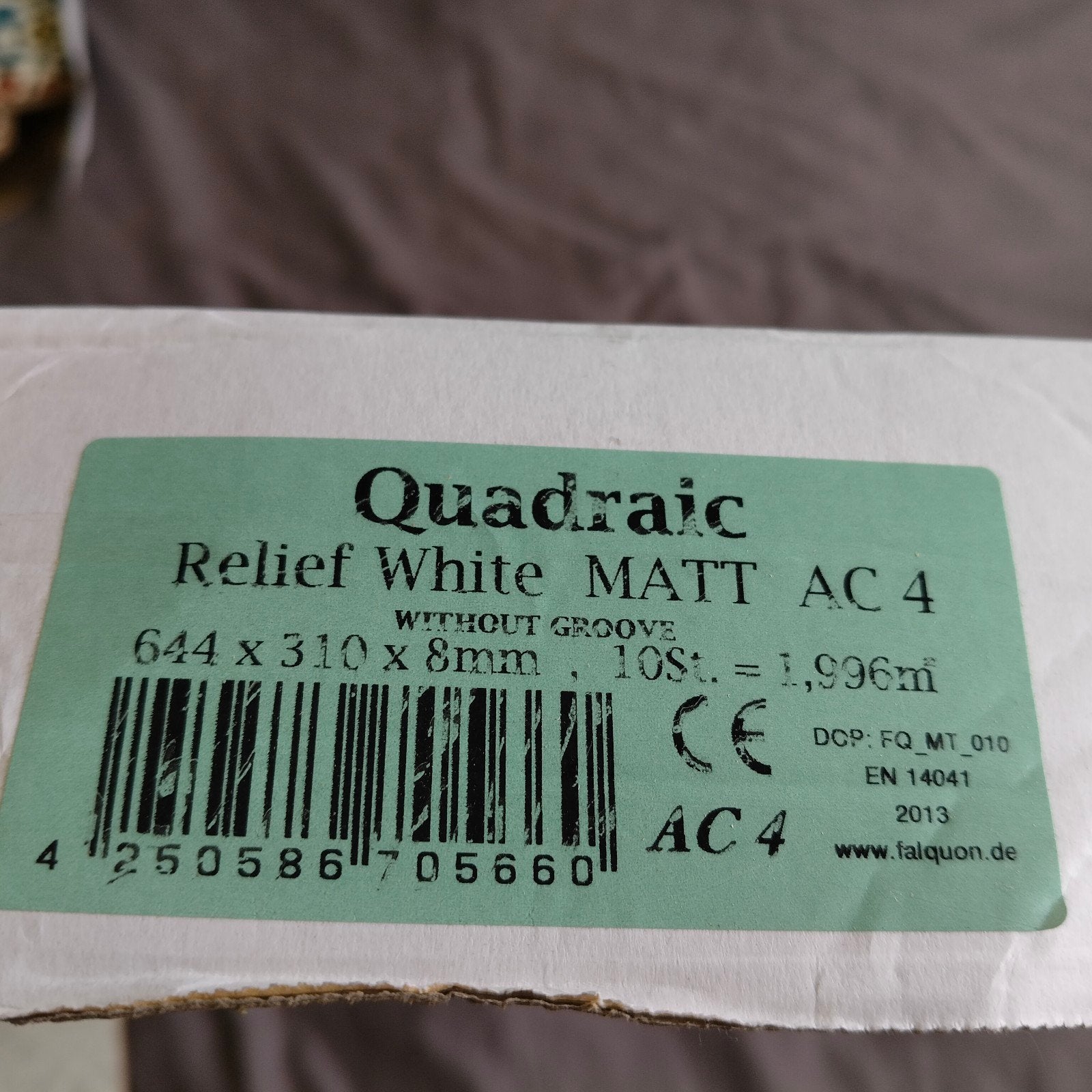10 m² Falquon Quadraic Laminaat - Wit Mat AC4, Ophalen, Beige, Nieuw, 10 tot 25 m²