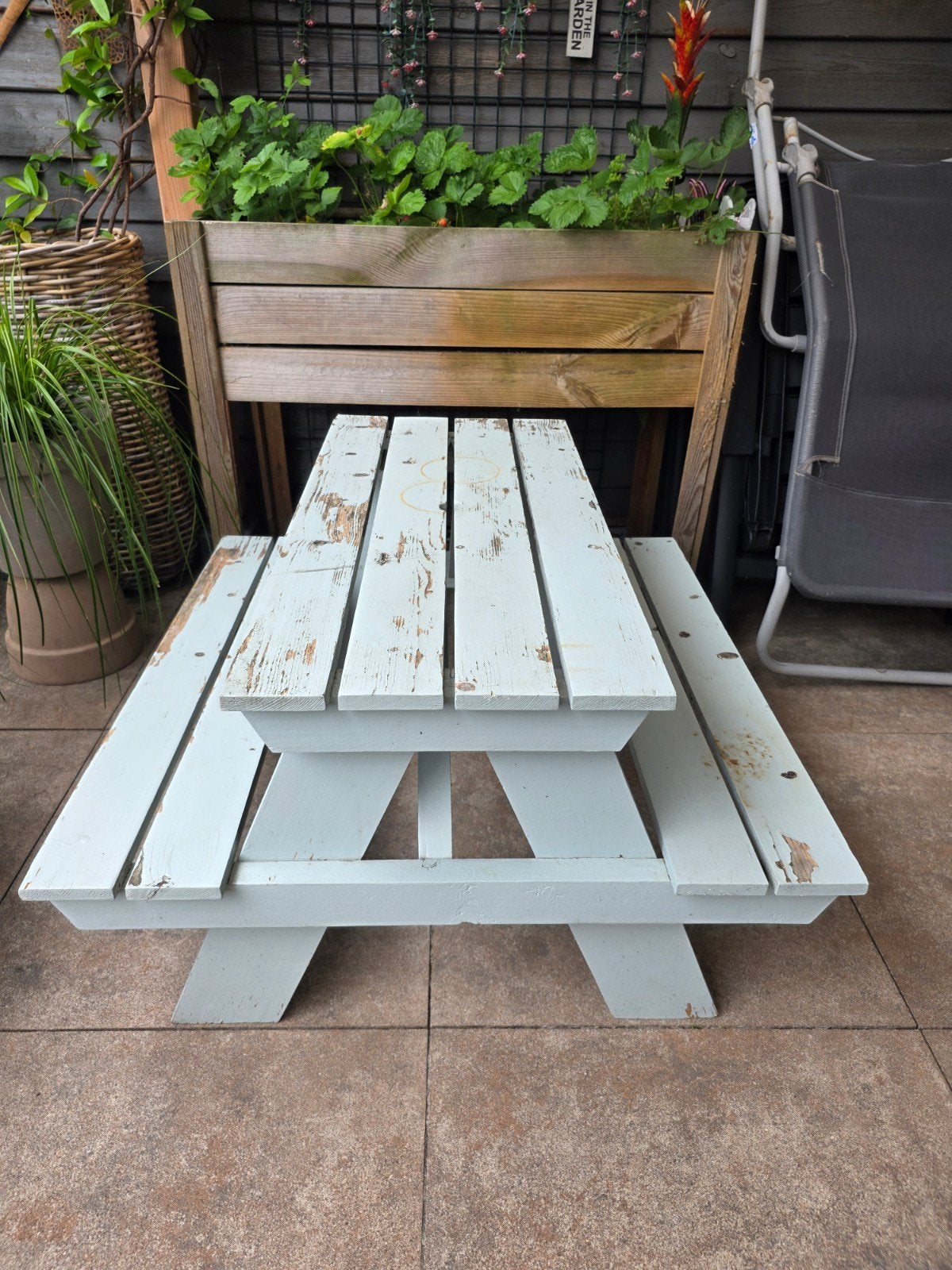 Kinder Picknicktafel - Opknapper, Tuin en Terras, Picknicktafels, Gebruikt, Rechthoekig, Hout, Ophalen of Verzenden