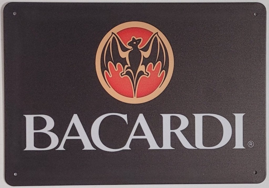 Bacardi logo zwart reclamebord van metaal wandbord deco, Reclamebord, Info@deconoord.nl, Deco Noord, Nieuw