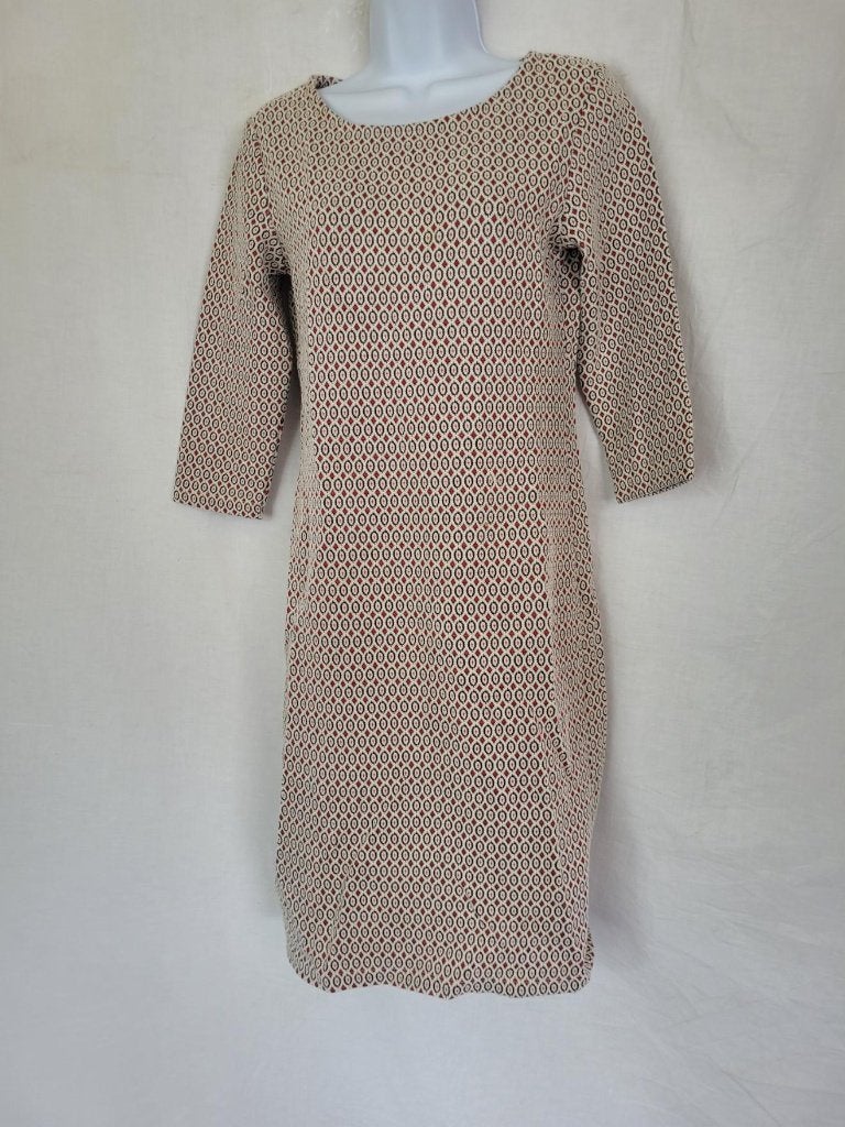 Jurk met grappig patroon mt S merk Hema, ., Beige, Ophalen of Verzenden, Zo goed als nieuw
