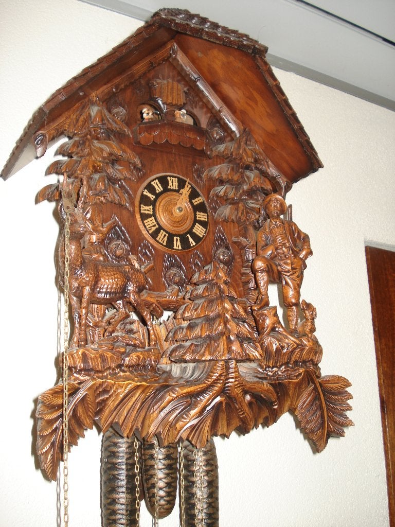 grote Koekoeks hang klok veel mooi houtsnijwerk, Antiek en Kunst, Antiek | Klokken, Ophalen