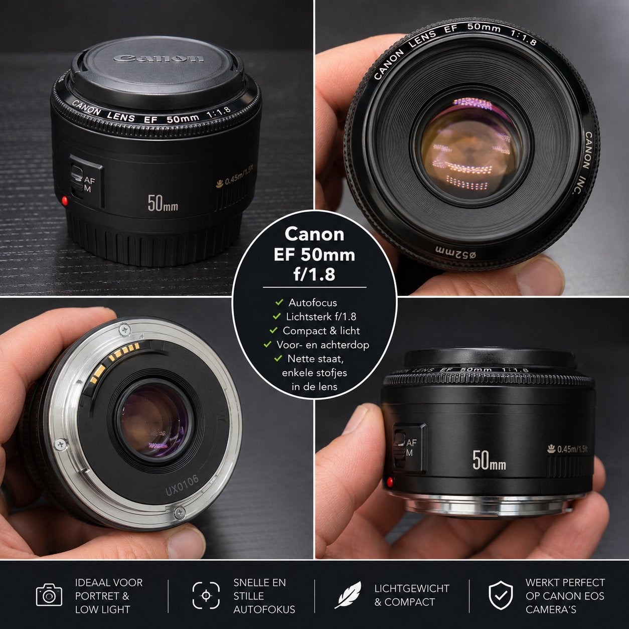 Canon EF 50mm f/1.8 Mark I | Metaal Mount | Zeer nette staat, F, Canon, Standaardlens, 50 mm