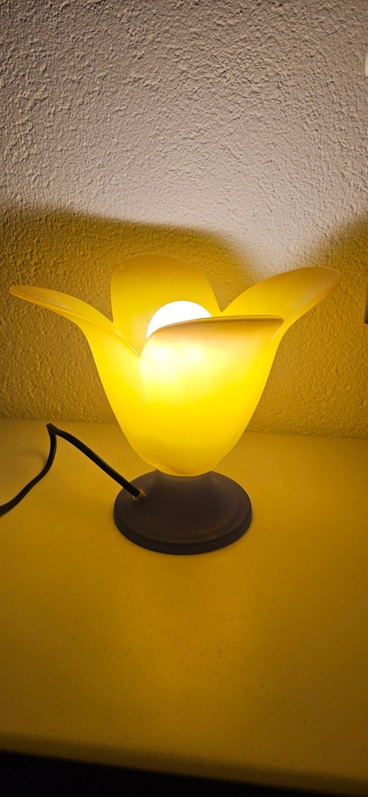 Vintage VanDeHeg Bloemlamp - Geel, Ophalen of Verzenden