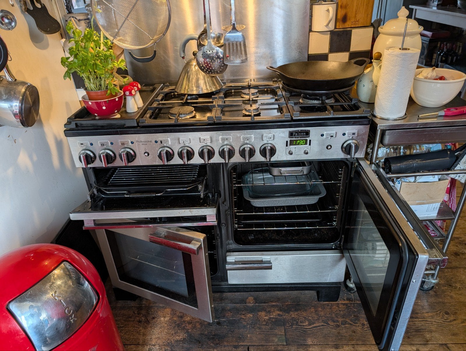 Falcon Professional 110 Fornuis, Witgoed en Apparatuur, Fornuizen, Gebruikt, Vrijstaand, Gas, 5 kookzones of meer, 90 tot 95 cm