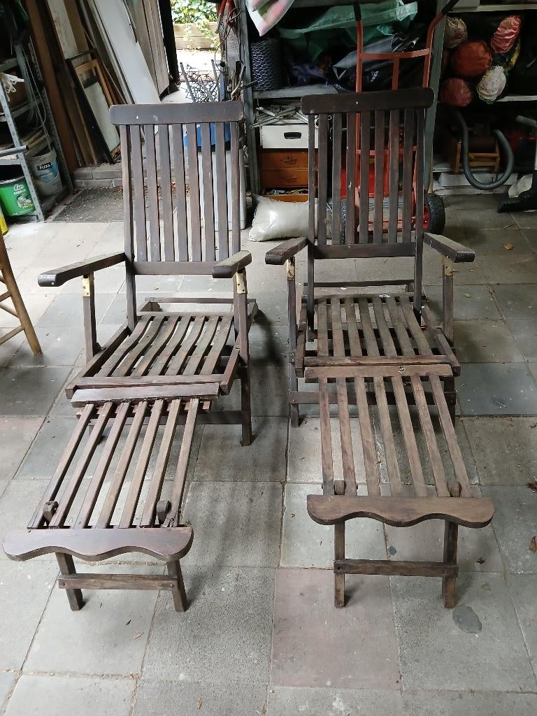 deckchairs, Ophalen, Gebruikt, Hout, Inklapbaar