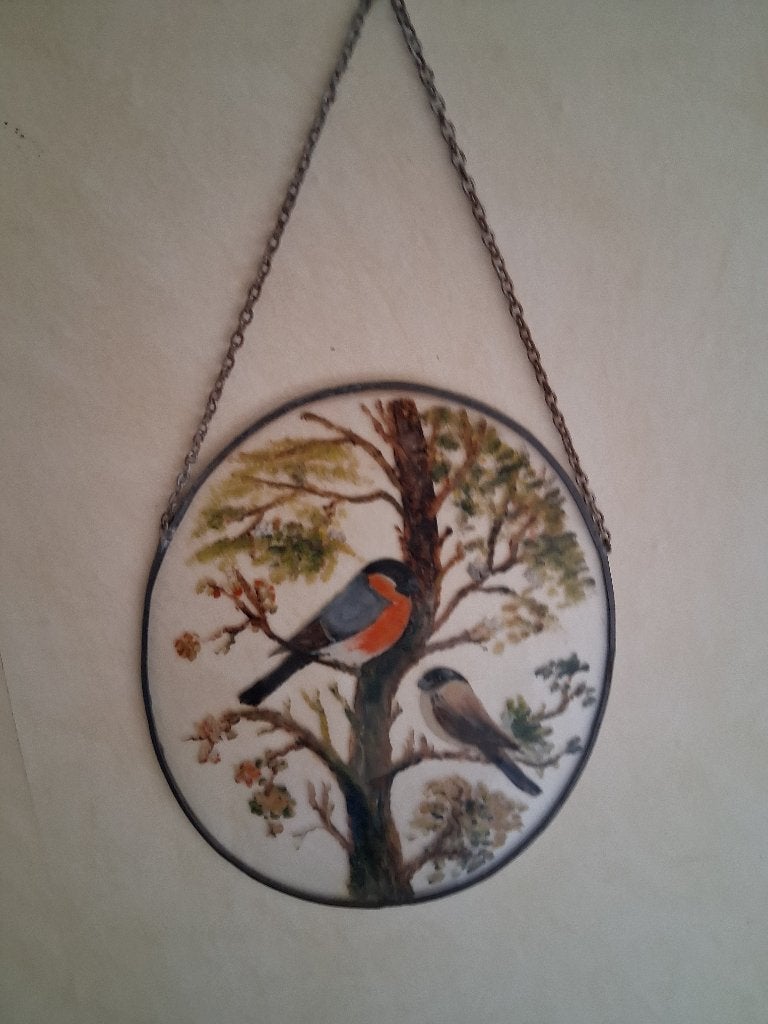 goudvink schilderij met ketting, Ophalen