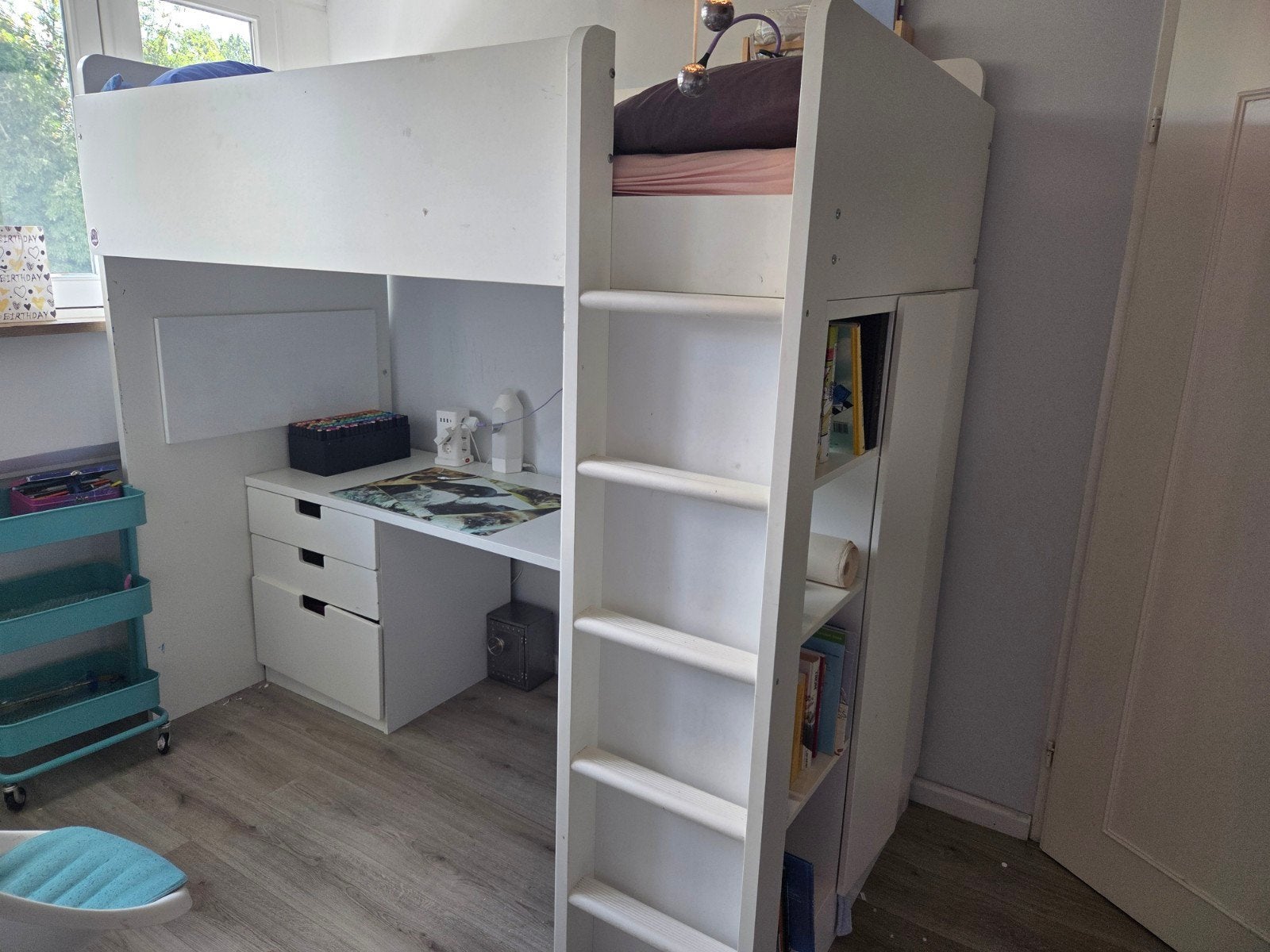Hoogslaper ikea met bureau en opbergruimte, Kinderen en Baby's, 85 tot 100 cm, Gebruikt, Ophalen of Verzenden, Hoogslaper of Stapelbed