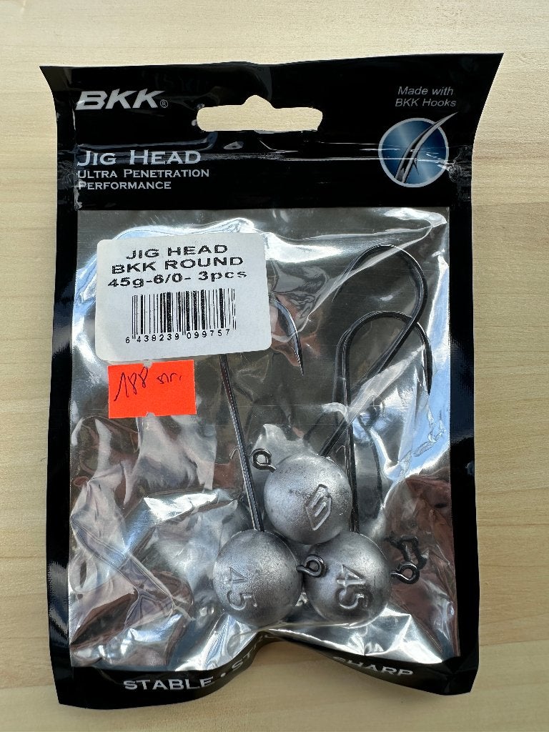 BKK Jig Head Round 45g 6/0 – 3 stuks Nieuw    (188), Ophalen of Verzenden, Nieuw, Haak